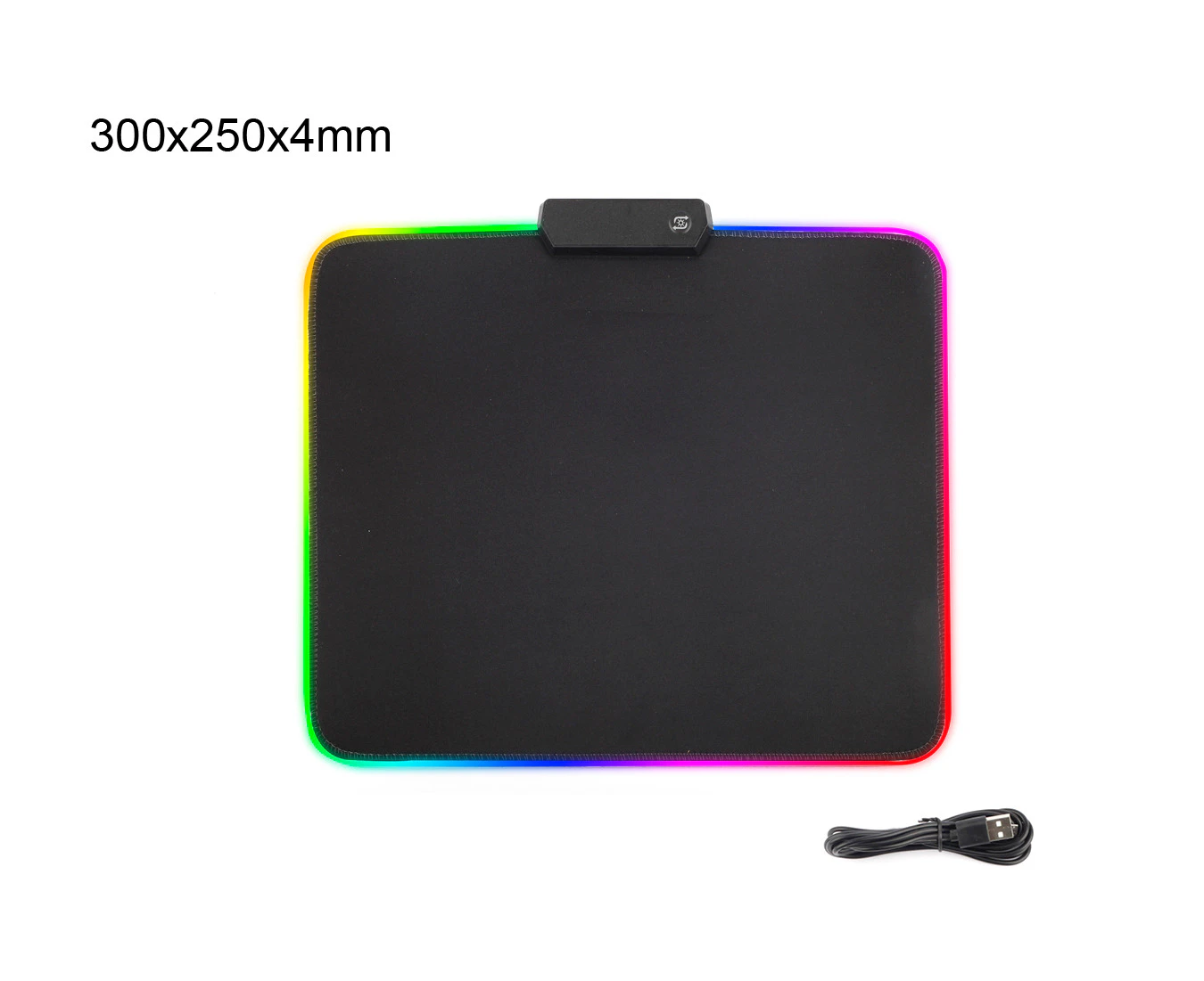 300mm RGB LED Glowing Gaming Mouse Pad Mat 12 Light Modes Non-Slip Rubber Waterproof Surface