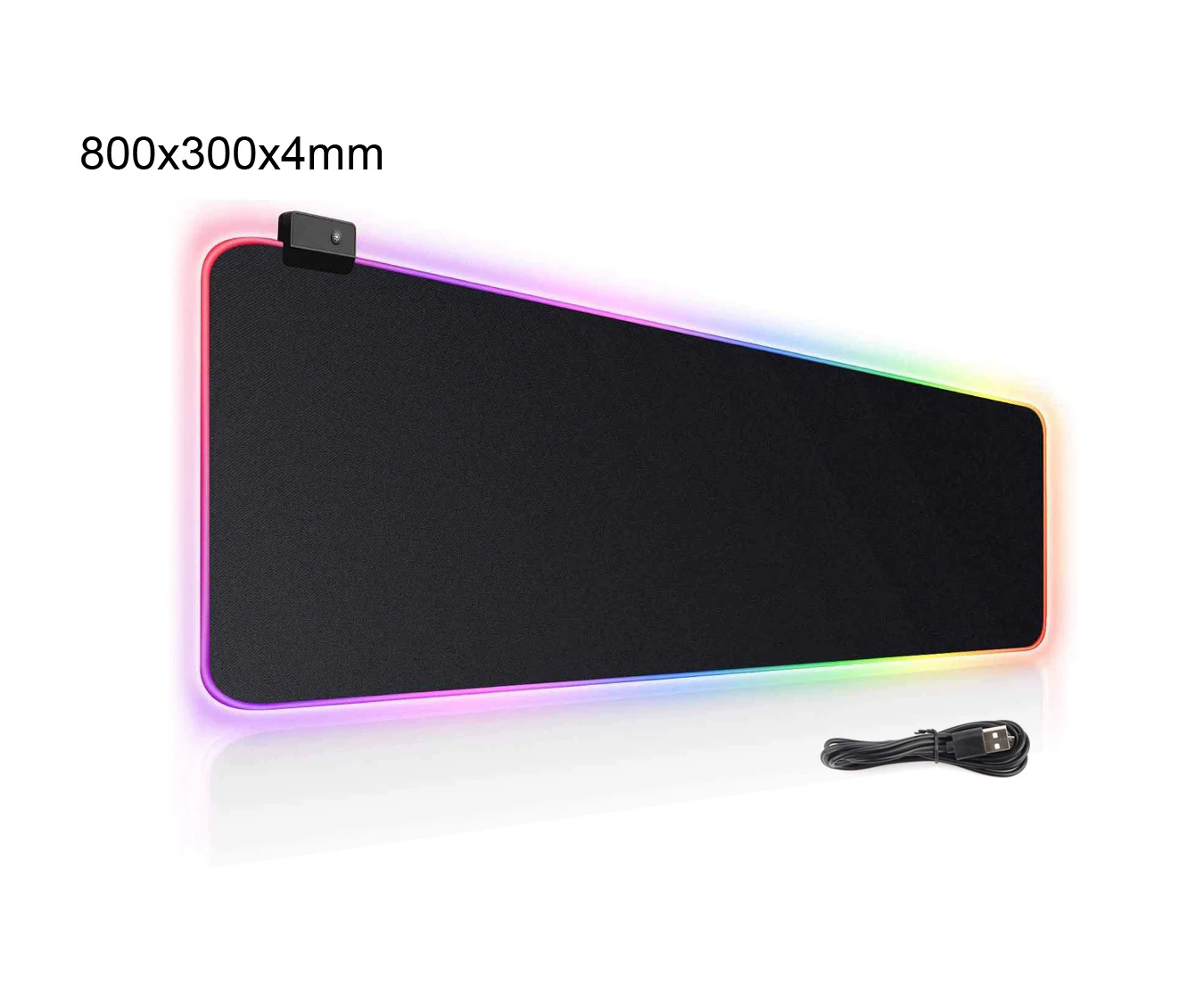 800mm RGB LED Glowing Gaming Mouse Pad Mat 12 Light Modes Non-Slip Rubber Waterproof Surface