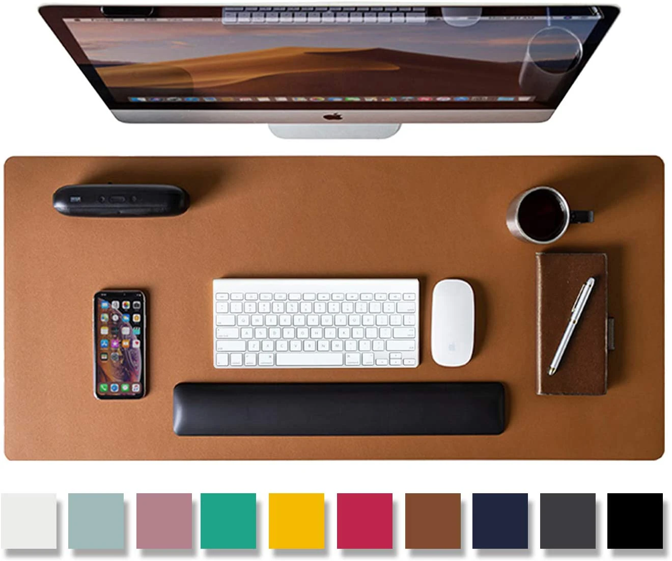 Leather Desk Pad Protector,Mouse Pad,Non-Slip PU Leather Desk Blotter