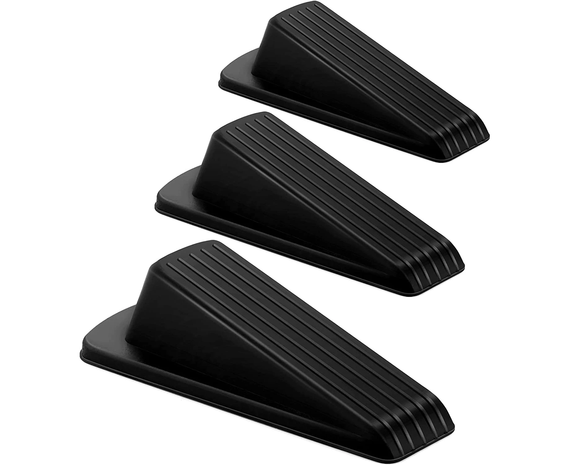 Door Stoppers for Floor Rubber Door Stop Wedge, Door Gaps and Prevent The Lock-Outs, Floor Sturdy Stackable Door Stop, 3 Pack