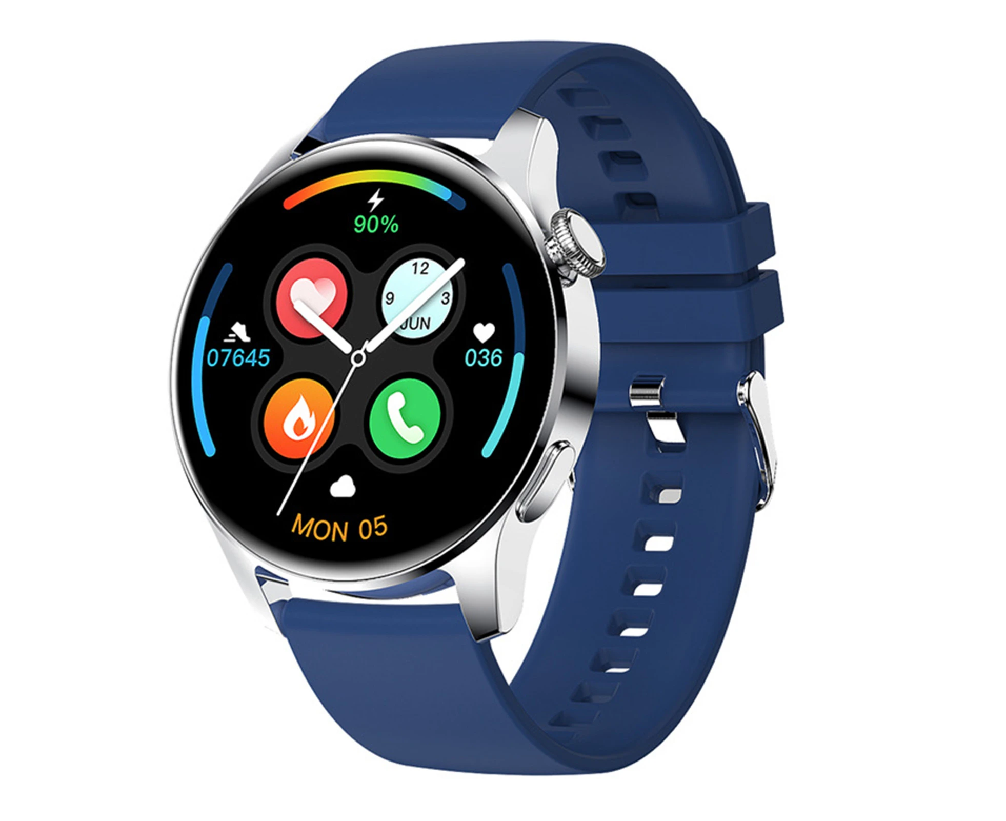 I29 Smart Watch Multifunctional Health Monitoring Life Waterproof Fashion BT Calling Heart Rate Monitor Smart Wristwatch-Silver & Blue ABS, PC, Metal