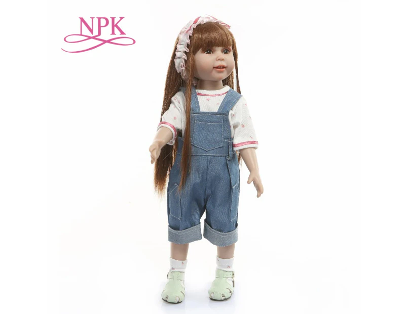 18inch cst doll girls our dolls generation 45CM full body silicone long brown hair pincess toy reborn toddler doll Xmas Gift