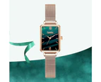 Gaiety Brand Women Watches Fashion Square Ladies Quartz Watch Bracelet Set Green Dial Simple Rose Gold Mesh Luxury Women Watches