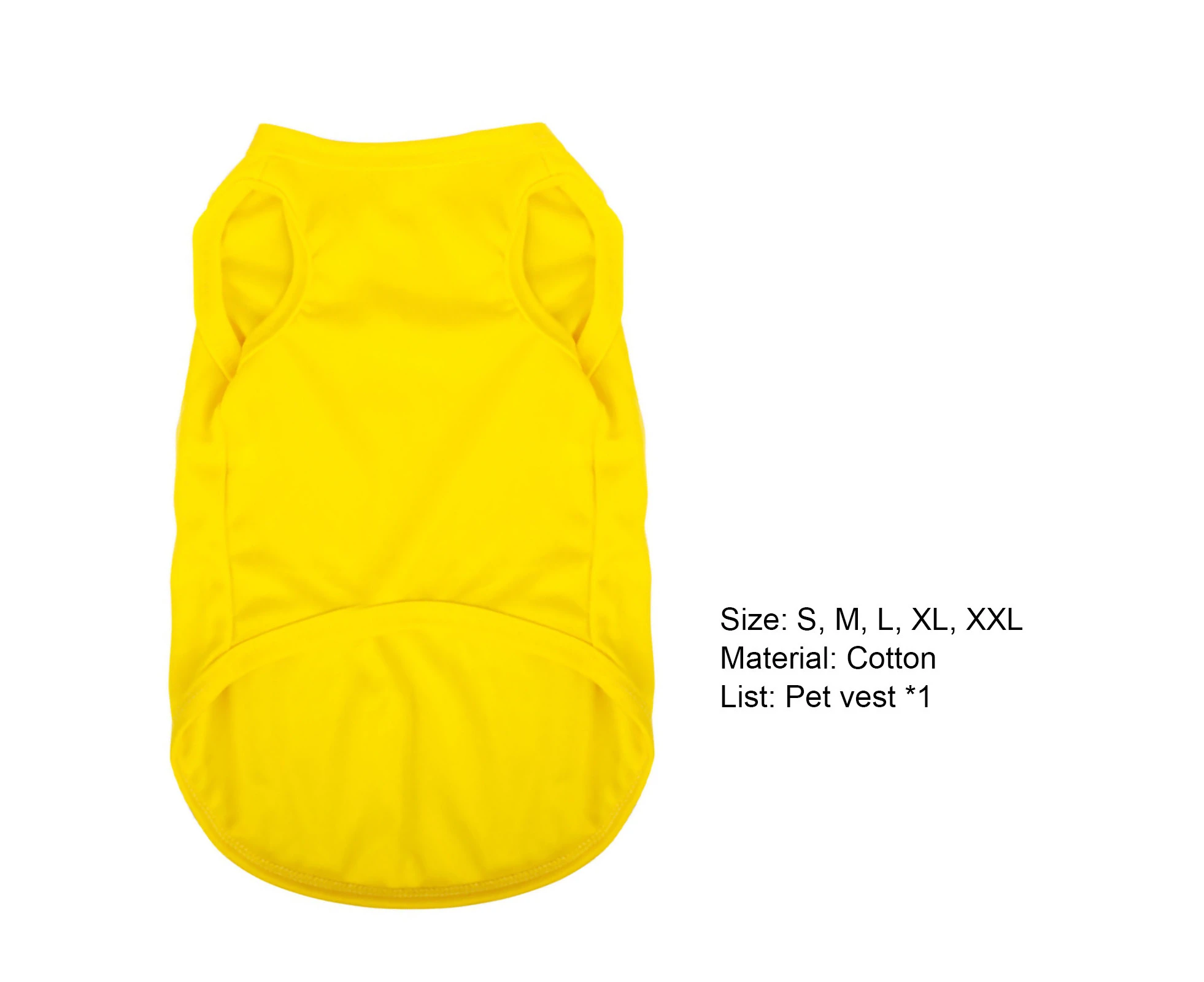 Dog Vest Solid Color Round Neck Elastic Cotton T-shirt Summer Pet Clothes Puppy Costume-Yellow