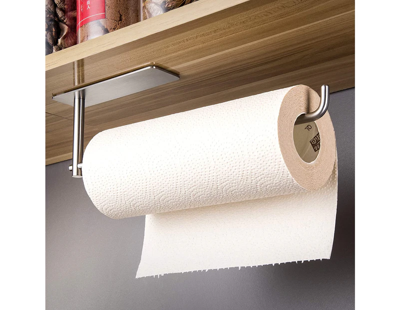 Paper Towel Holder Under Kitchen Cabinet - Self Adhesive Towel Paper Holder Stick on Wall, SUS304 Stainless Steel