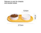Ceramic Dog Bowl Set with Silicone Mat Non-Skid Non-Spill, Wide Mouth Dog Feeding Bowl - Yellow