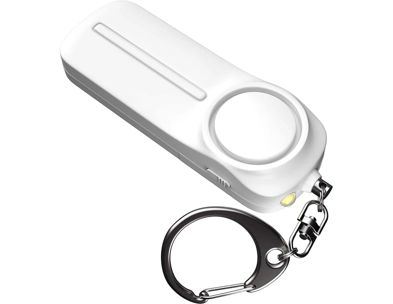 Self Defense Safe Sound Personal Alarm Keychain – 130 dB Loud Siren Protection Device with LED Light – Emergency Alert Key Chain Whistle(White)