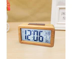 Digital alarm clock radio controlled alarm clock table clock solid wood waterproof alarm clock with thermometer, calendar