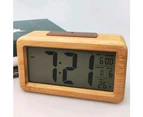 Digital alarm clock radio controlled alarm clock table clock solid wood waterproof alarm clock with thermometer, calendar