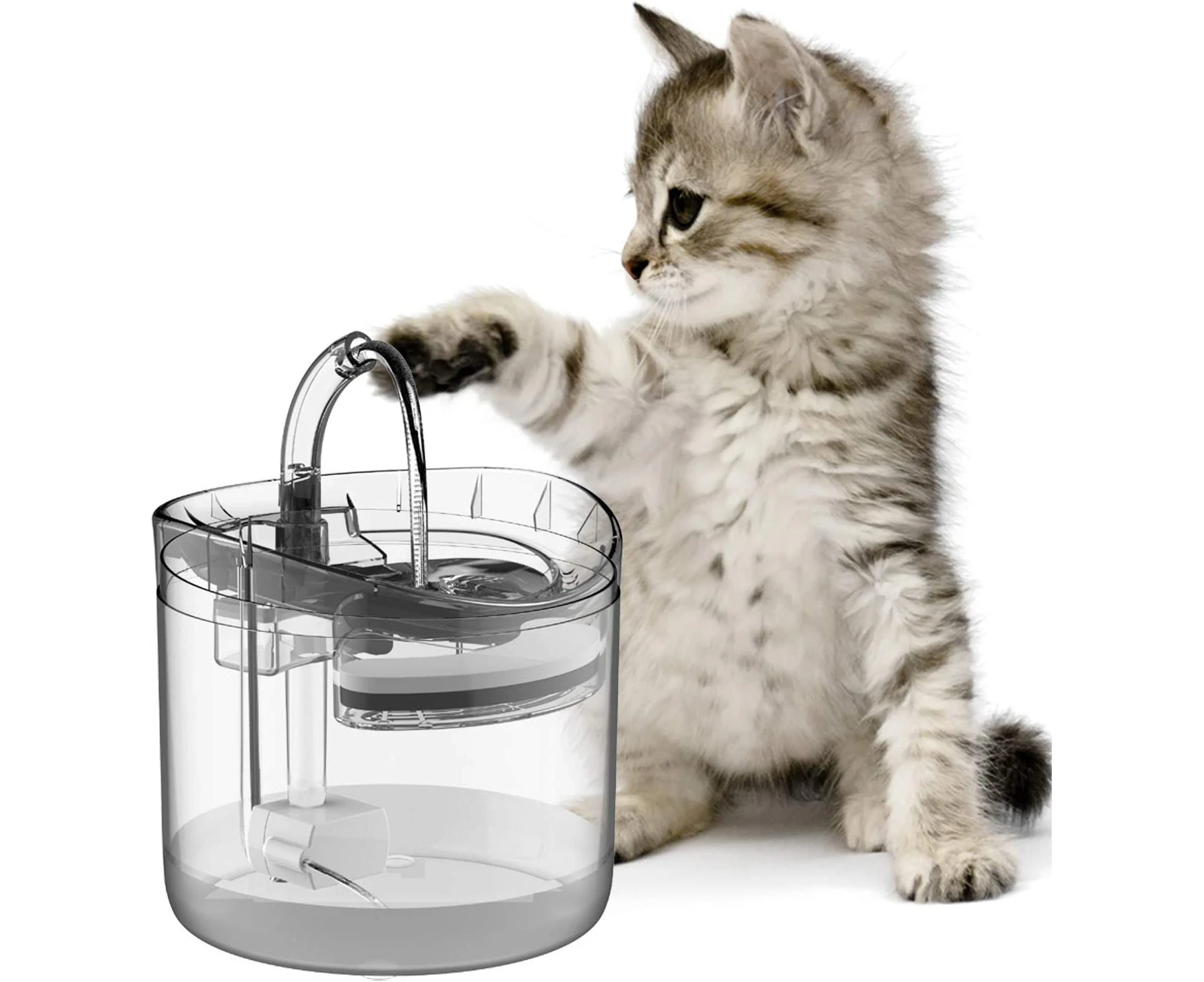 Cat Fountain Pet Dog Water Dispenser,Clear Large Filtered Cats Drinking Fountains 1.8L,Automatic Waterfall Bowl Indoor Gifts Running Jug Round