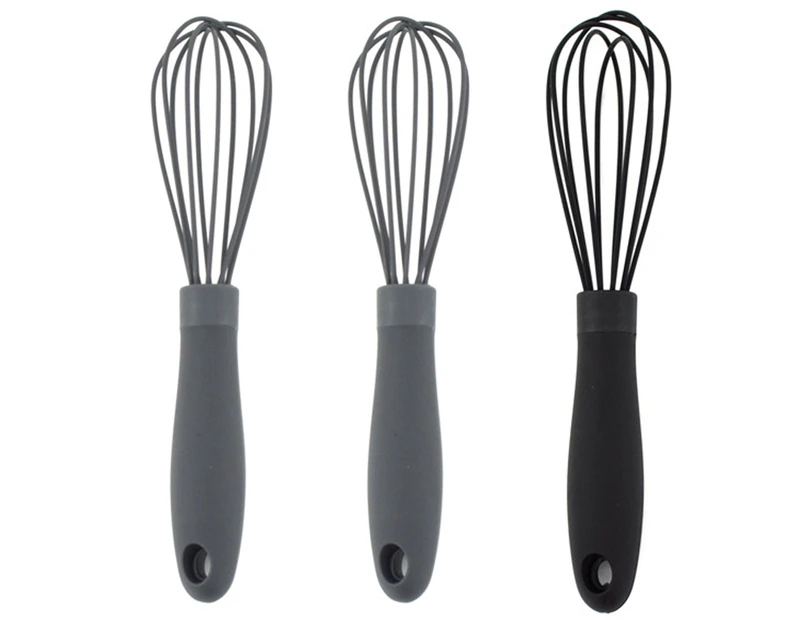 Nylon Egg Whisk Kitchen Cooking Utensil Perfect for Making all types of Sauces and Desserts (Pack Of 3) - 2 gray + 1 black