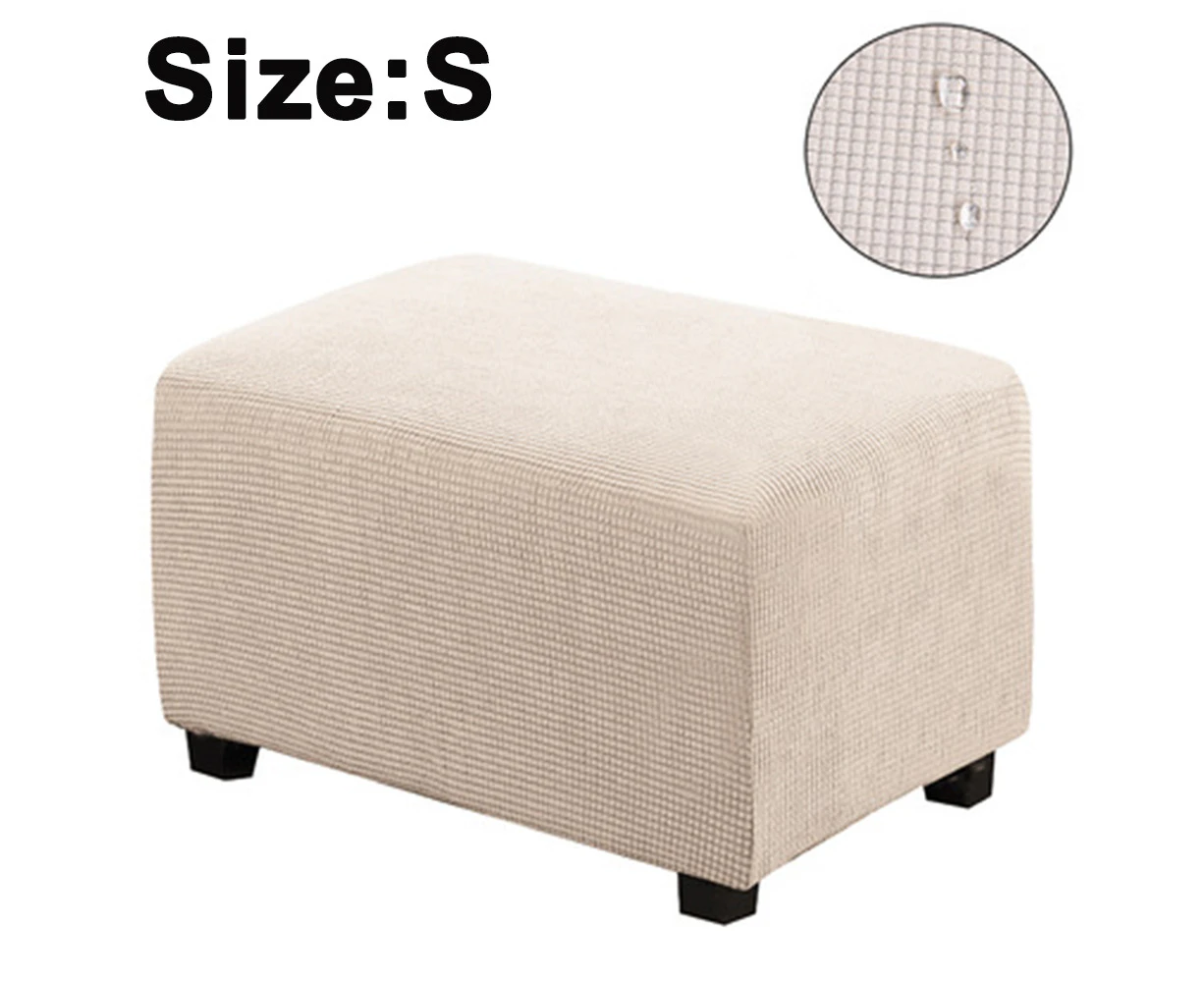 Easy-Going Stretch Ottoman Cover Folding Storage Stool Furniture Protector Soft Rectangle slipcover with Elastic Bottom - Beige