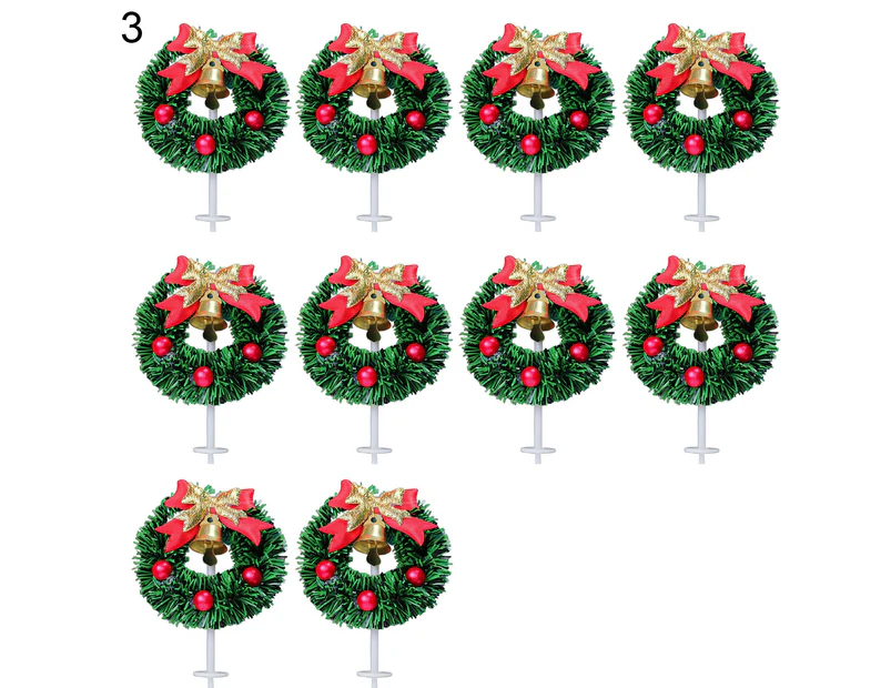 10Pcs Cake Topper with Stick Xmas Themed Plastic Easy to Use Cake Insert Cards Decoration Supplies 3