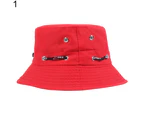 Bucket Hat Breathable Polyester Wide Brimmed Fisherman Cap - Red