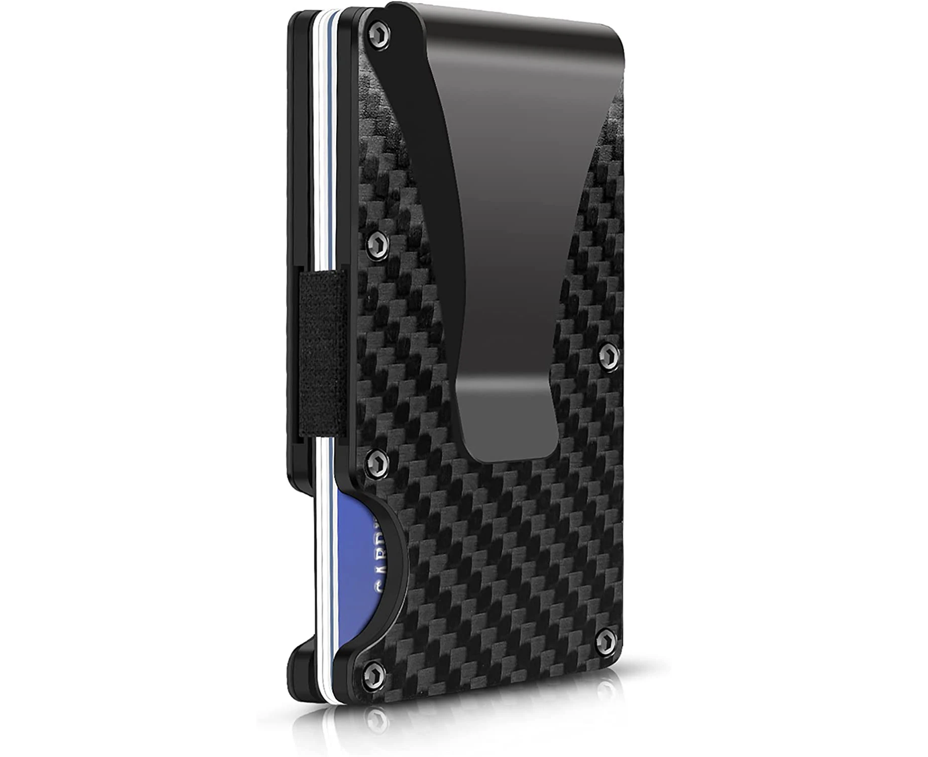 Carbon Fiber Minimalist Wallet for Men - Blocking Credit Card Holder Metal Wallet- Money Clip Slim Front Pocket