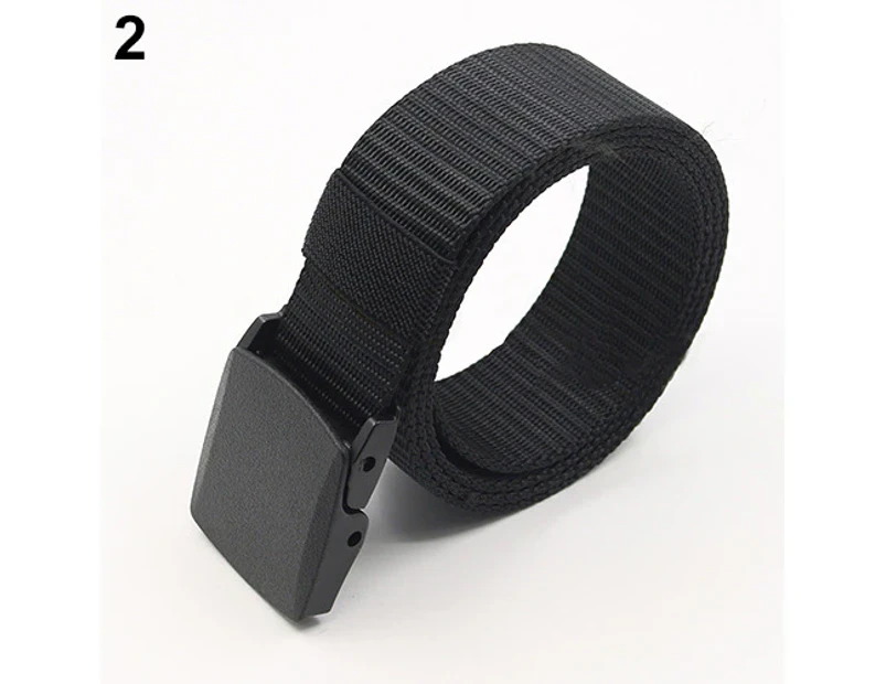 Men's Practical Sport Tactical Military Nylon Buckle Waist Belt Waistband - Black