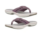 1 Pair Flip Flop Slippers Soft Sole Non-slip Ladies Good Touch Open Toe Slippers Footwear-Dark Purple