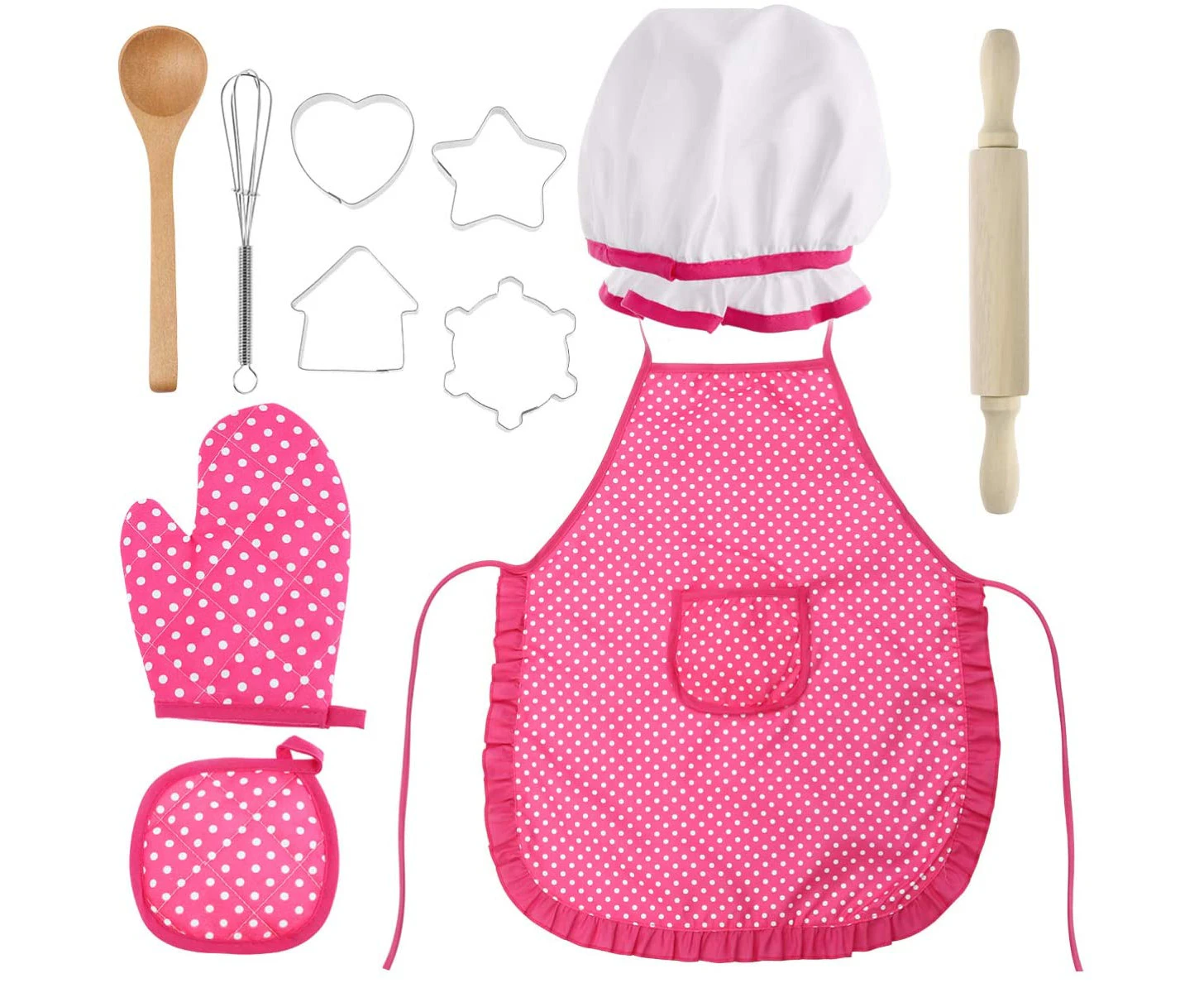 11-Piece Chef Set, Kitchen Costume, Role-Playing Game, Girl'S Apron, Chef Hat, Chef Knife, Cutter