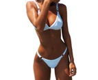 1 Set Bikini Swimwear Eye-catching Super Soft Polyester Women Summer Solid Swimwear Bikini Panties for Female-White