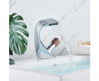 Chrom Basin Faucet Waterfall Single Handle Single Hole Waterfall Spout Mixer Tap for Bathroom Vanity Basin