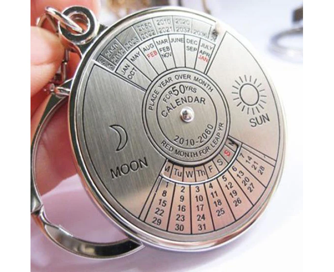 Key Chain Alloy From 3D Creative 50 Years Perpetual Calendar Keyring Keychain