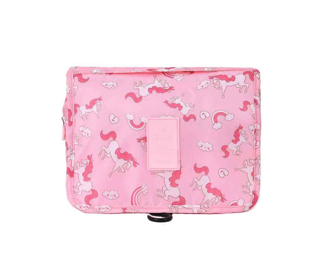 Youngshion Large Capacity Hanging Toiletry Wash Bag Portable Waterproof Makeup Cosmetic Organizer for Home and Travel - Pink Horse