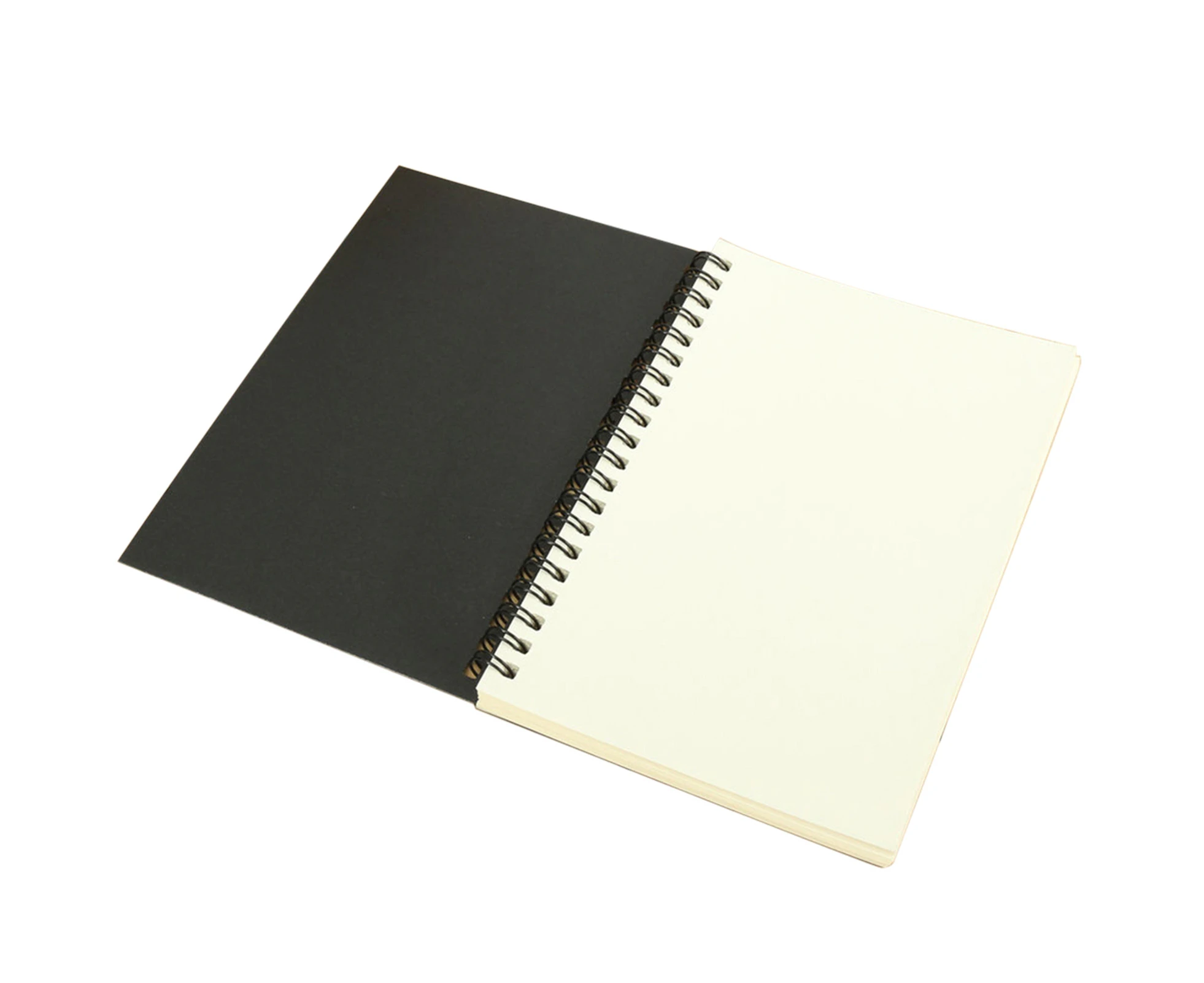 Retro Kraft Spiral Binding Blank Graffiti Sketchbook Notebook Graduation Gift-Black Cover + White Paper