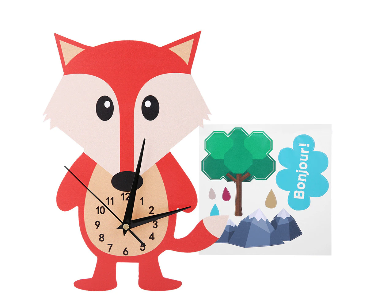 Cute Cartoon Animal Shape Wall Clock DIY Decor for Kids Room Home Bedroom Wall Decoration