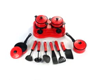 11Pcs Simulation Kitchen Cookware Pretend Role Play Toy for Kids Birthday Gift Red