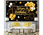 Happy Birthday Backdrop Banner Large Black Gold Balloon Star Poster Booth Backdrop Birthday photo Background Wall Party Decor - Style-02