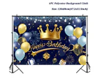 Happy Birthday Backdrop Banner Large Black Gold Balloon Star Poster Booth Backdrop Birthday photo Background Wall Party Decor - Style-02