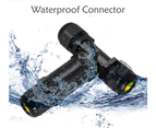 T Type Waterproof Junction Box Outdoor Cable Connector, IP68 Waterproof 3 Way Cable Connector Outer Sleeve Coupler for Ø4-14mm Cable Diameter