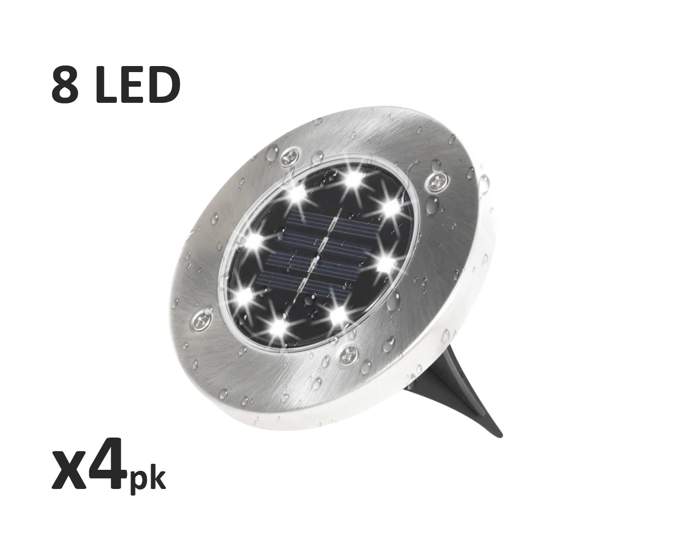 4pk New 8 LED Solar Garden Lights Outdoor Inground Lights Waterproof Stainless Steel Buried Pathway  Lights