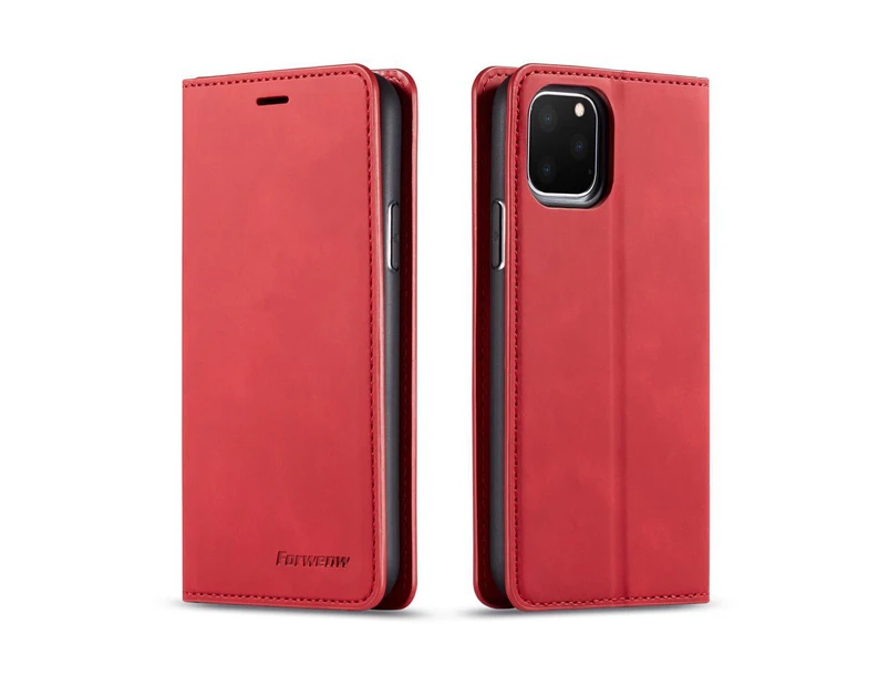 iPhone 11 Pro Max 6.5 inch Wallet Case Premium Leather Cover with Kickstand Card Holder Slots Shockproof Protective Cover Red
