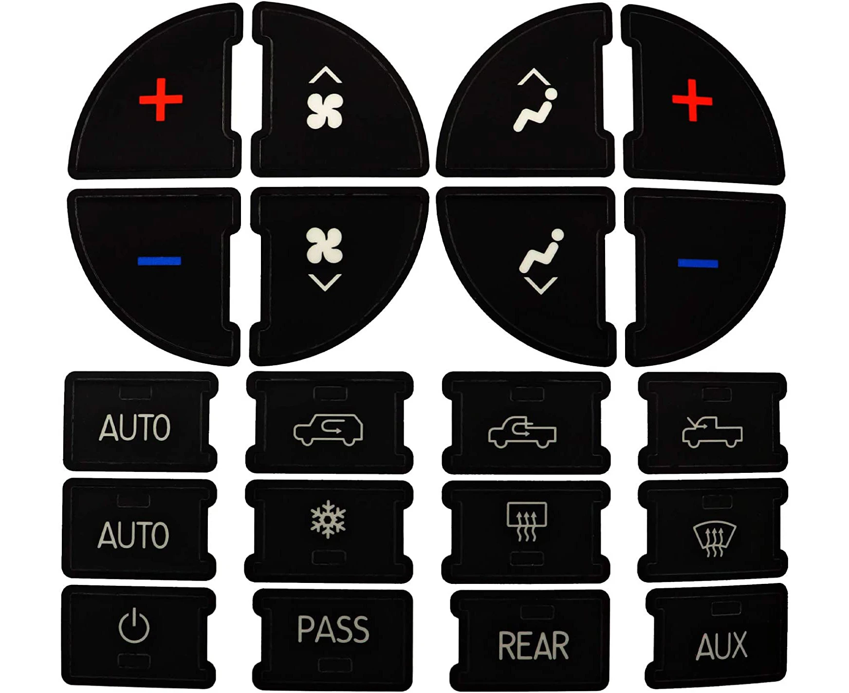 AC Panel Decals & Radio Button Repair Decal Set, Fix Ruined Faded AC Controls AC Dash Button Sticker Repair Kit Compatible with GM Vehicles