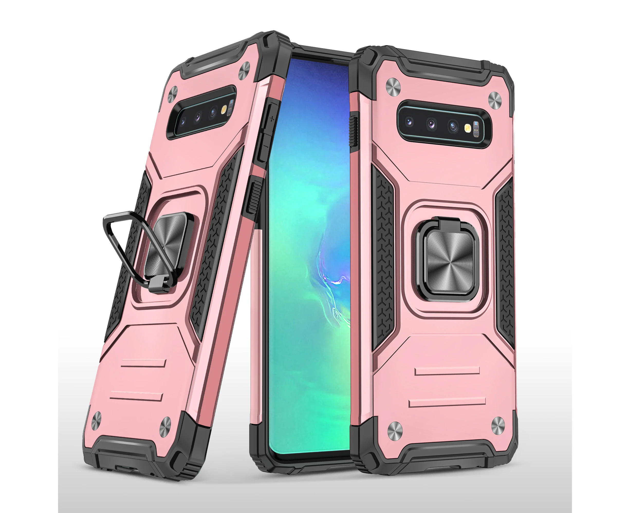 For Samsung Galaxy S10 Case with Magnetic Ring Holder - Pink