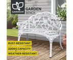 Gardeon Outdoor Garden Bench Seat Cast Aluminium Park Patio Lounge Chair White