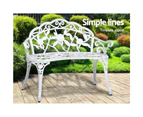 Gardeon Outdoor Garden Bench Seat Cast Aluminium Park Patio Lounge Chair White