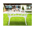 Gardeon Outdoor Garden Bench Seat Cast Aluminium Park Patio Lounge Chair White