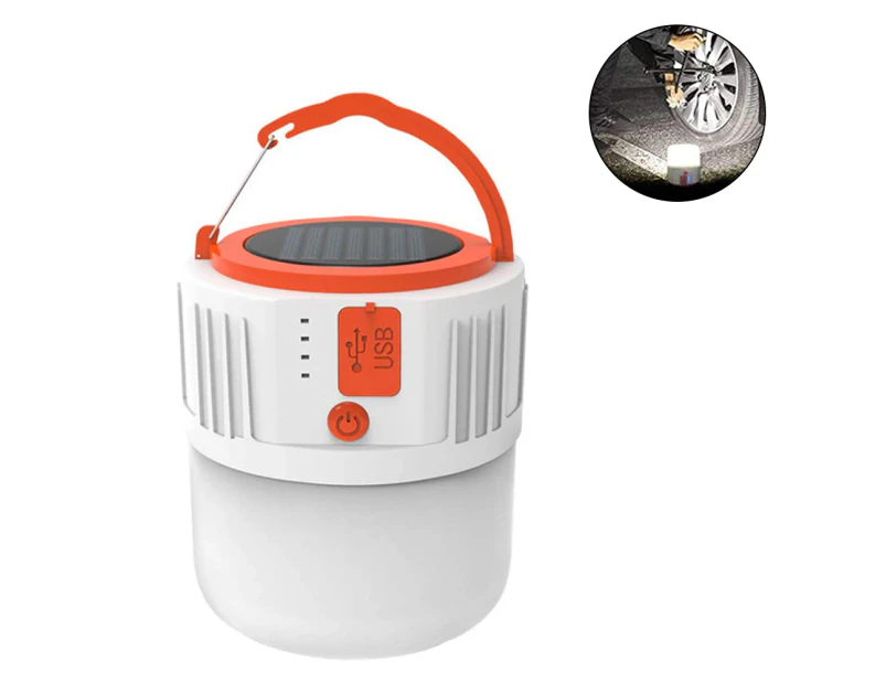 LED Camping Lantern Rechargeable, Power Bank 2400mAh, Solar Camping Lights- Remote, 5 Light Mode—white