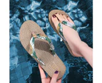 Women Shoes Summer Floral Flip Flops Beach Sandals Anti-slip Thongs Slippers-White Pineapple