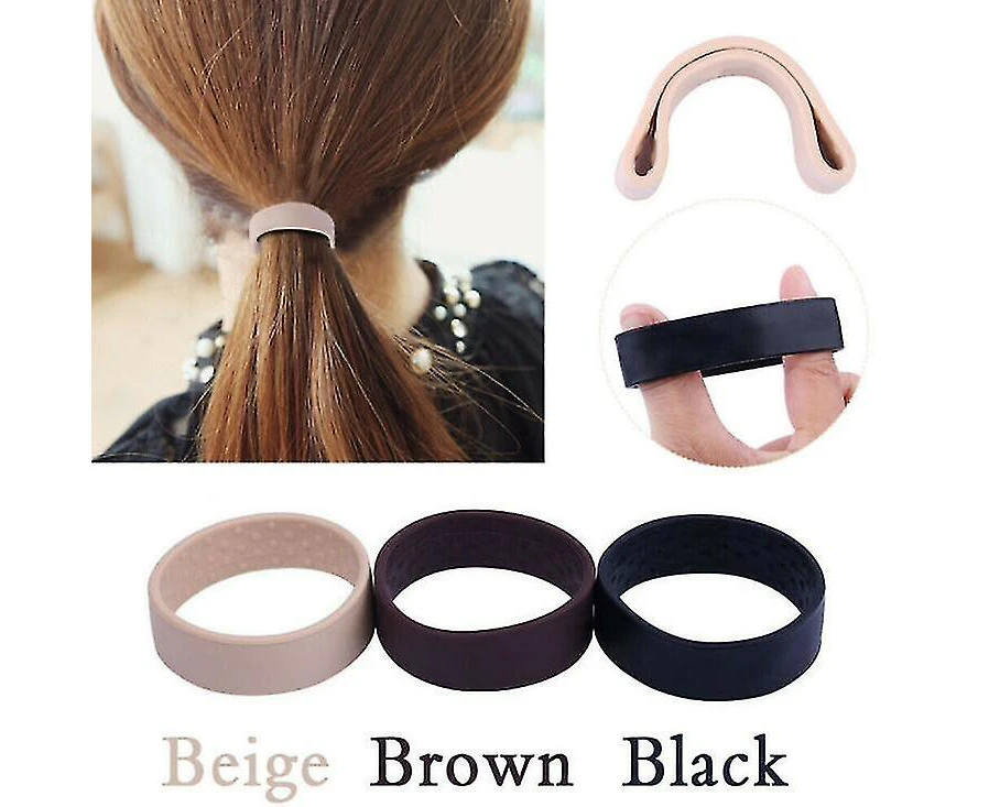 Brown Foldable One Wide Pony Band Clip Wide Pony Hair Band O Hair Tie Band