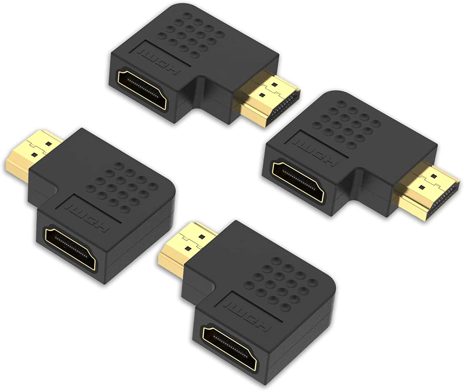 Set of 4 Angled HDMI Adapter 90 and 270 Degree HDMI Coupler Male to Female Vertical Flat Adapter Bracket