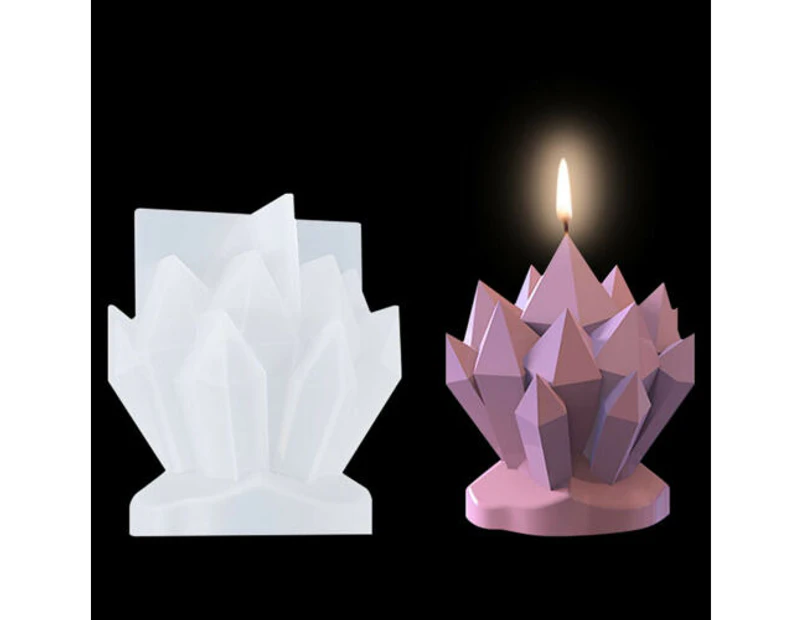1 Crystal Cluster 3D Candle Mould Perfume Soap Candle Making Wax Silicone Mold
