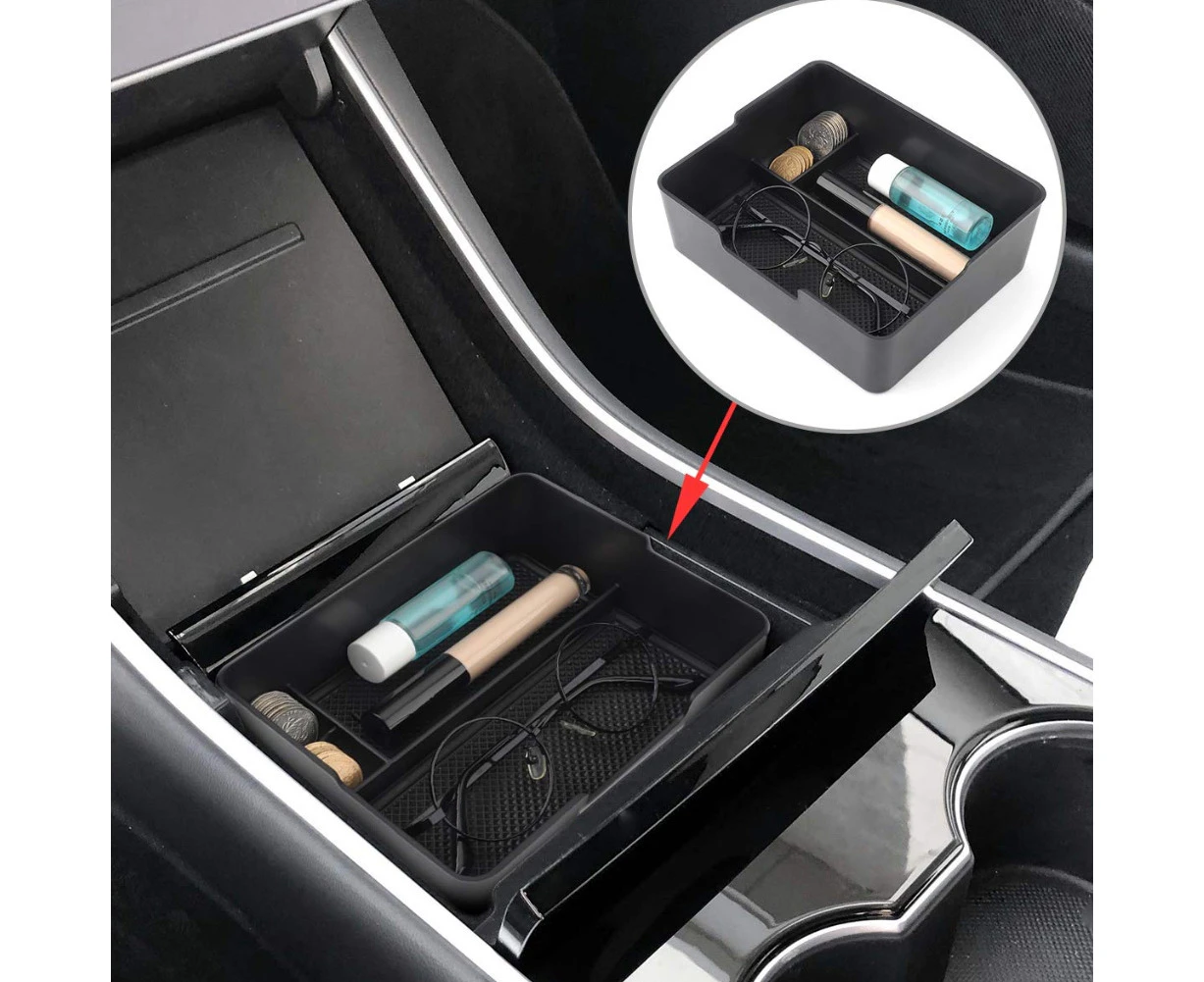 Center Console Organizer Tray Coin Sunglasses Holder Accessory for Tesla Model 3-Plastic