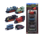 6 in 1 Diecast Steam Train Locomotive Carriage Pull Back Model Education Toy Black