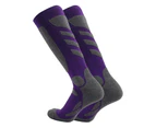 1 Pair Knee-high Skiing Socks Sweat-absorbent Cotton Air Permeability Hiking Socks for Sports-Purple