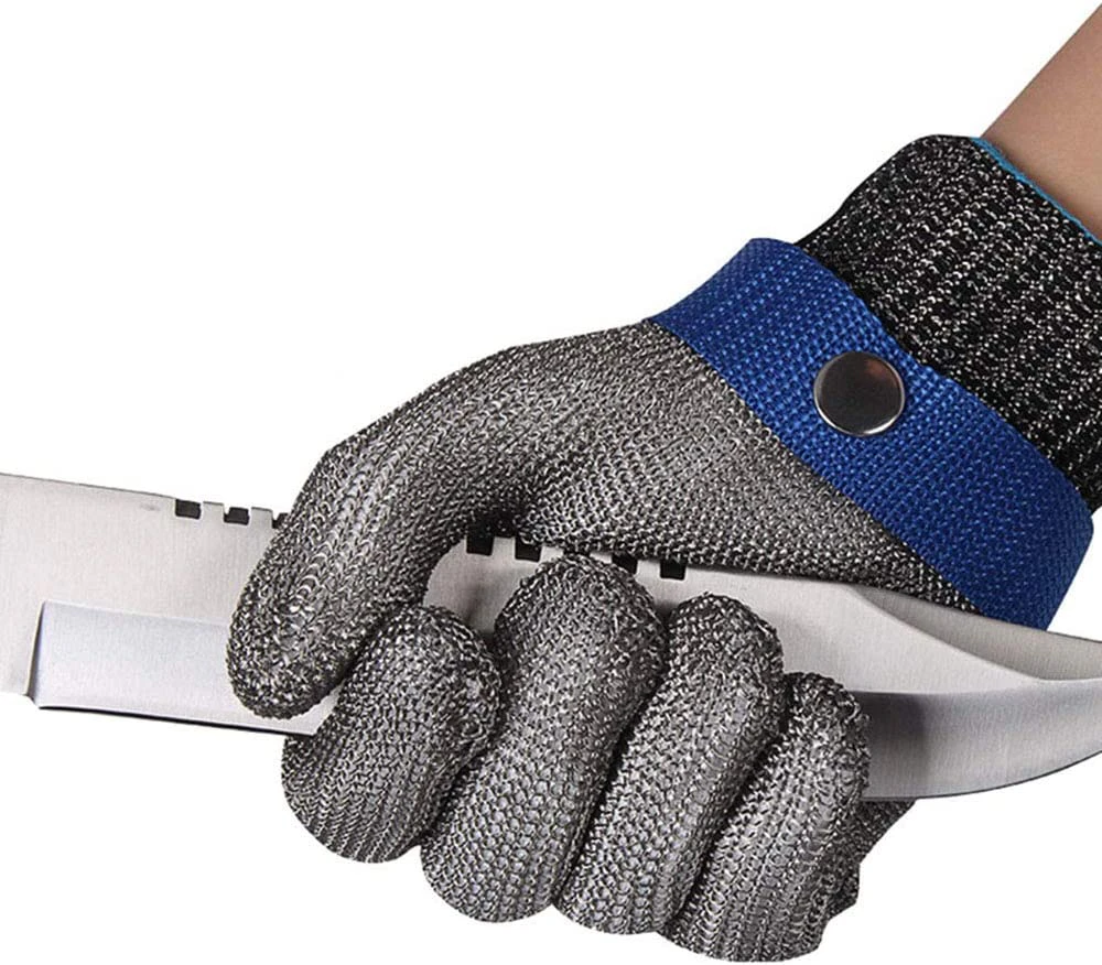 Cut Resistant Gloves 316L Stainless Steel Wire Butter Net Gloves Protective Glove for Level 5 GL09 XS(One Glove)