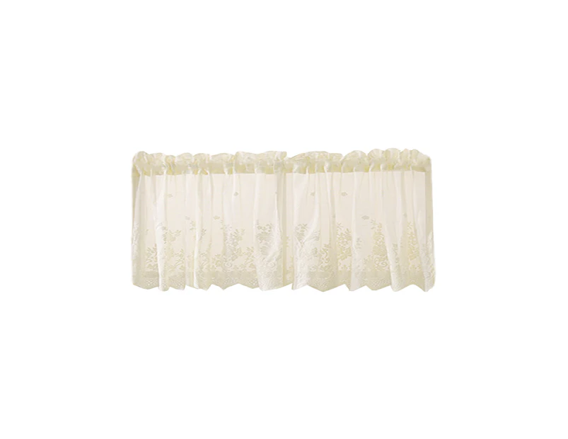 cream-coloured Lace Valance Curtains Semi Sheer Floral Embroidered Window Valances for Kitchen Bathroom, Living Room