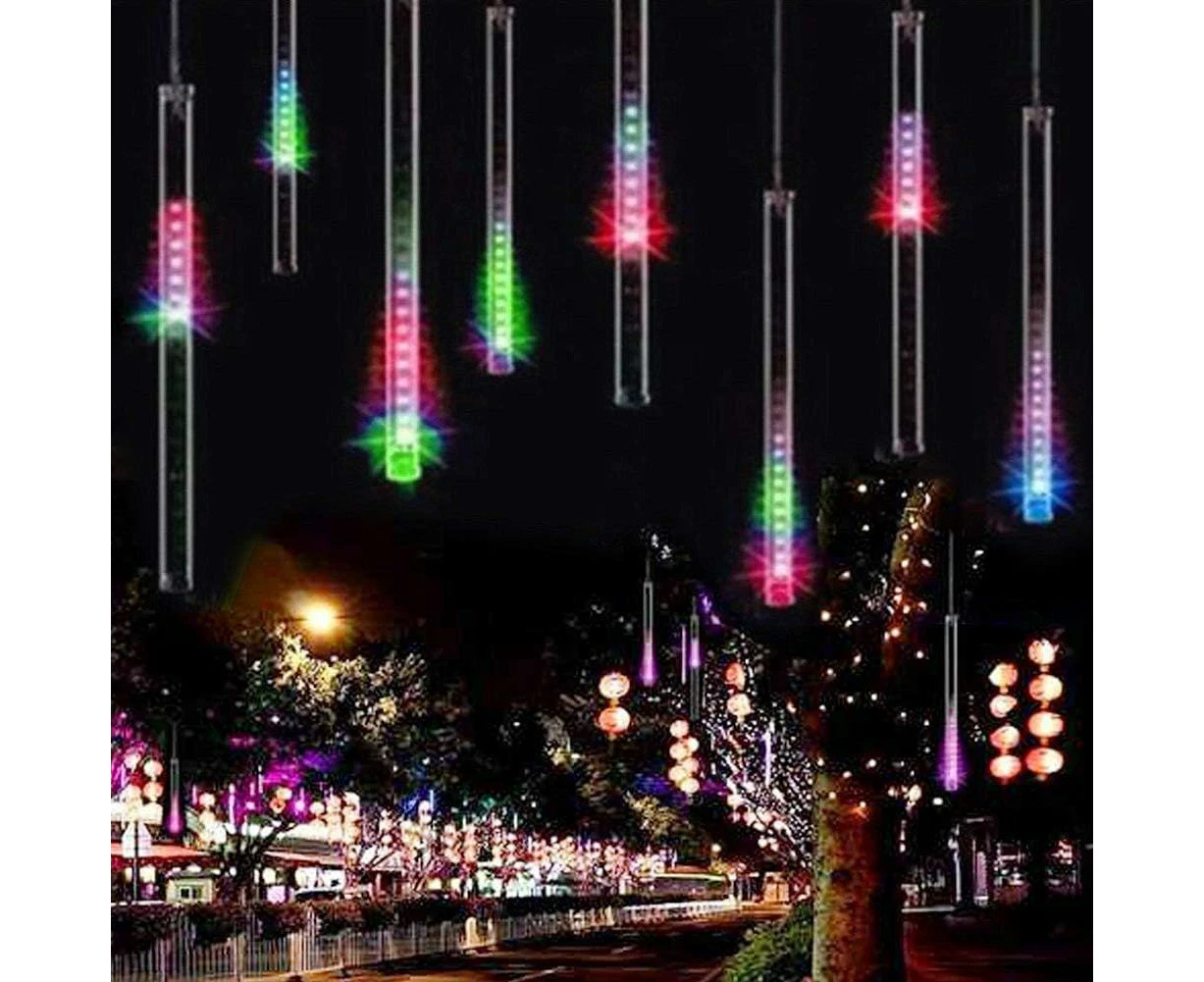 Falling Rain Lights, Christmas Lights Outdoor Meteor Shower Lights 12 inch 8 Tube Rain Falling Icicle Cascading Lights for Xmas Tree Halloween Decoration W